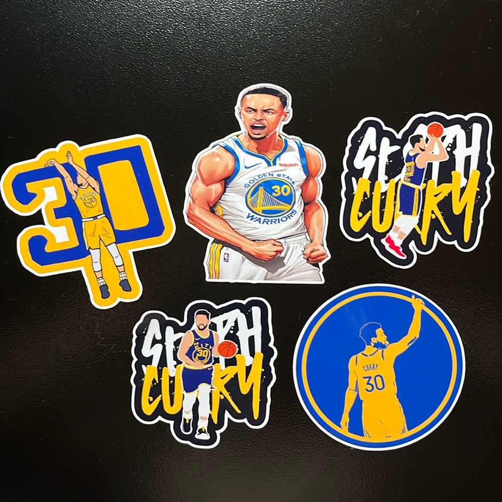 Steph Curry Warriors Sticker Pack 5pcs Golden State Warriors NBA Decals GSW New